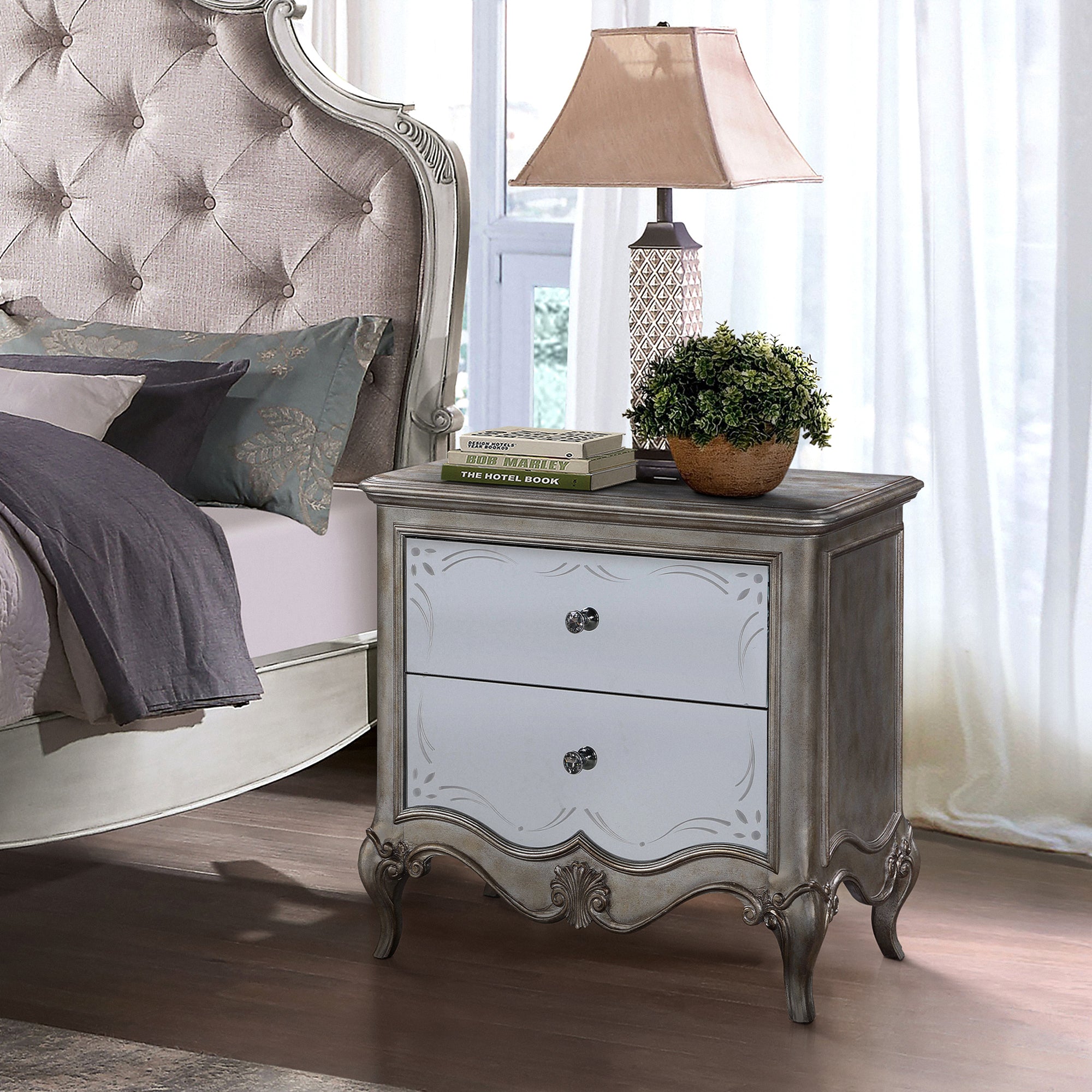 Antique Champagne 2-drawer Nightstand