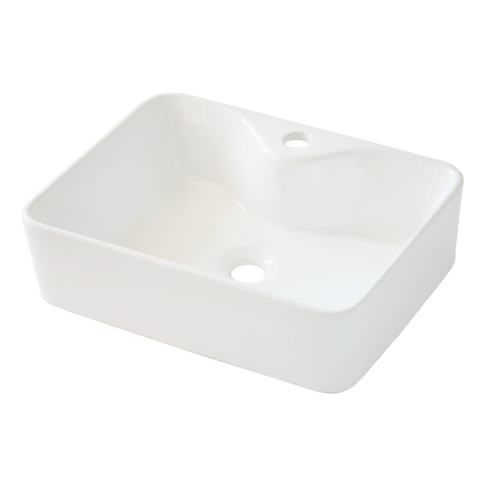 19'x15' Modern Rectangular Vessel Sink - Stain-Resistant Porcelain Bathroom Vanity Basin, European Glossy White Above Counter Design