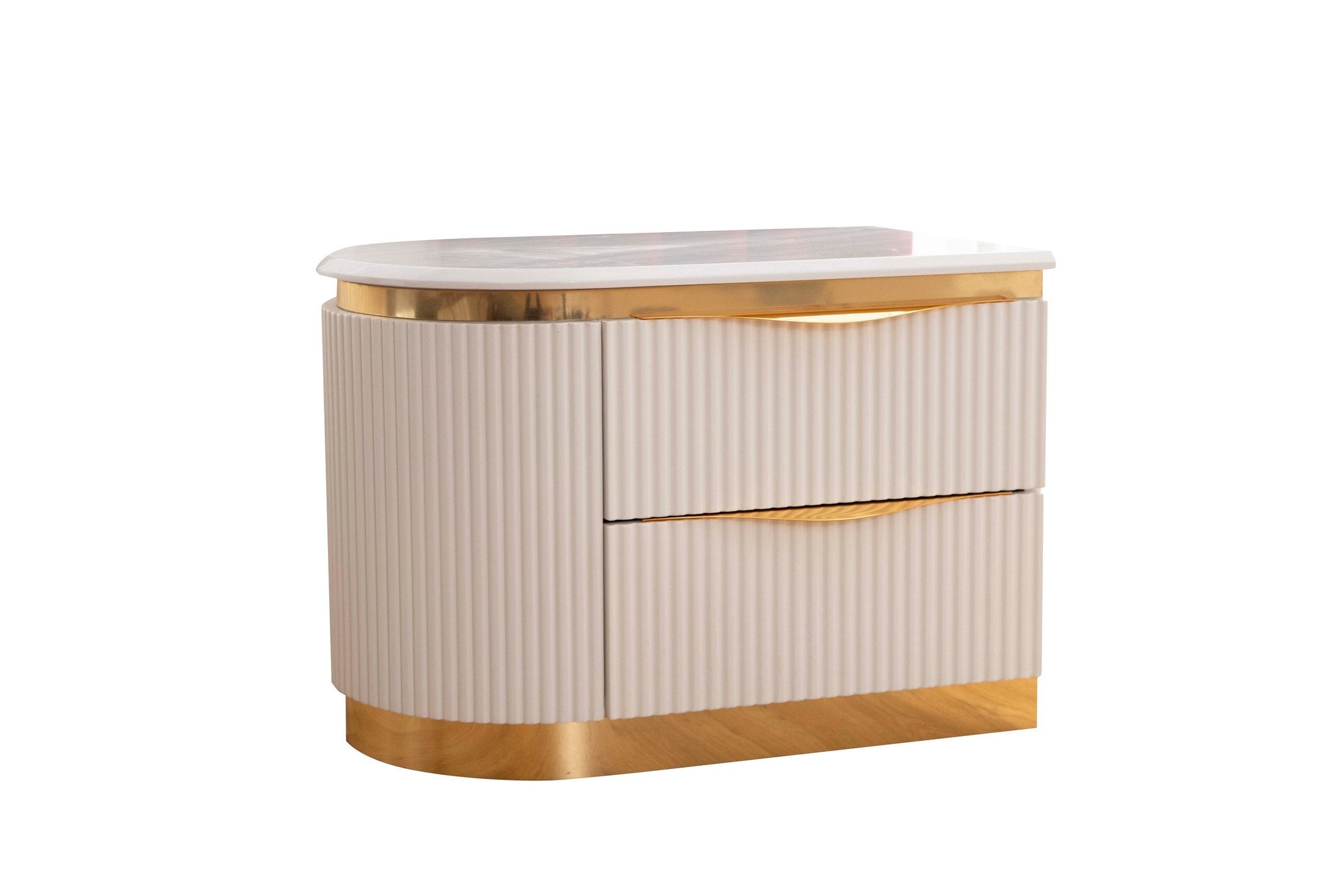 Laura Gold Detailed Left 2-Drawer Nightstand made with Wood in White  same as B00955979 (CA inventory)