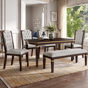 6-Piece Kitchen Dining Table Set, 60' Rectangular Table and 4 High-Back Tufted Chairs & 1 Bench for Dining Room and Kitchen (Espresso)(OLD SKU: N752S000080)