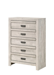 1pc Contemporary Chest Five Storage Drawers Rustic Beige Gray Finish Bedroom Wooden Furniture