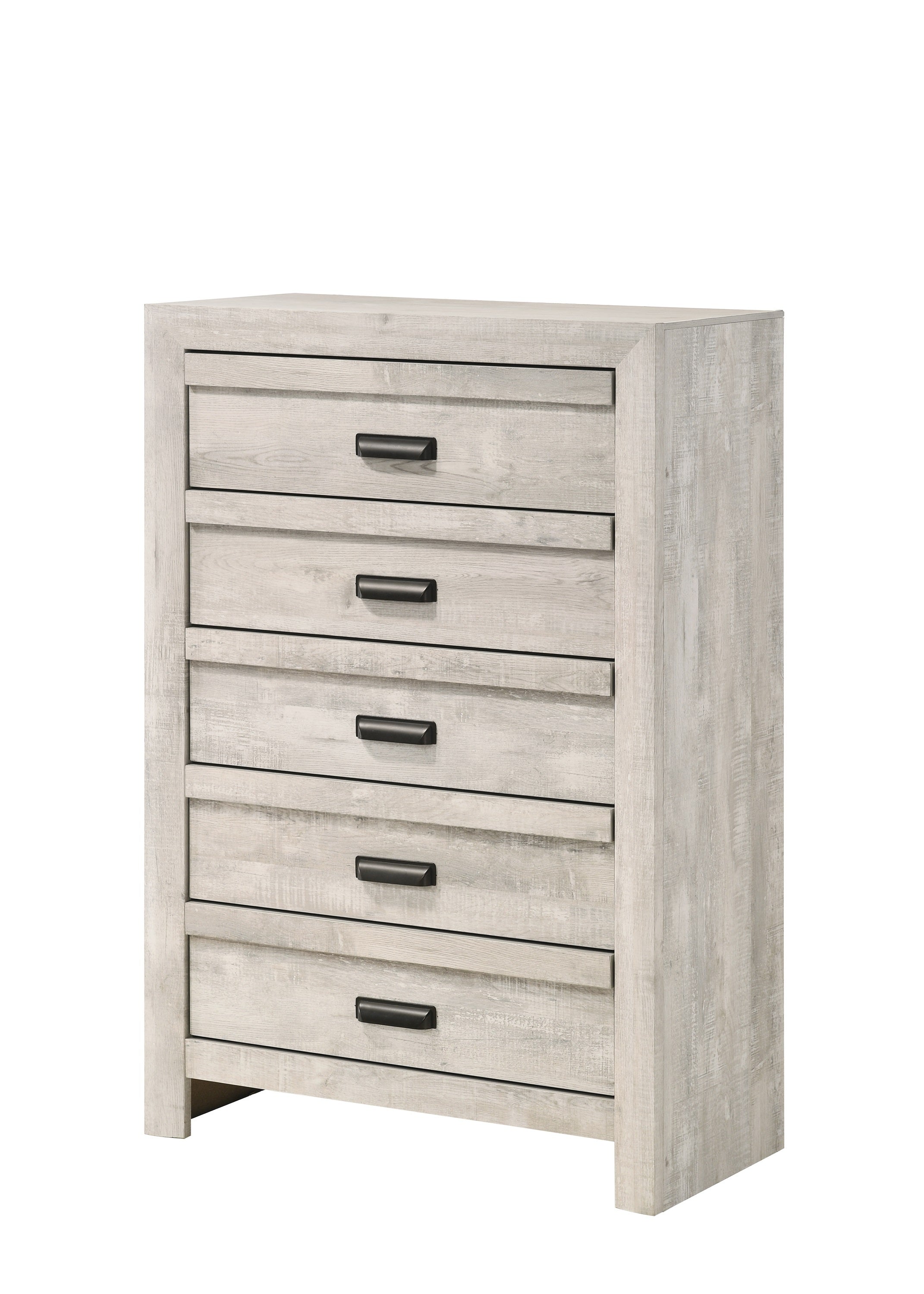 1pc Contemporary Chest Five Storage Drawers Rustic Beige Gray Finish Bedroom Wooden Furniture
