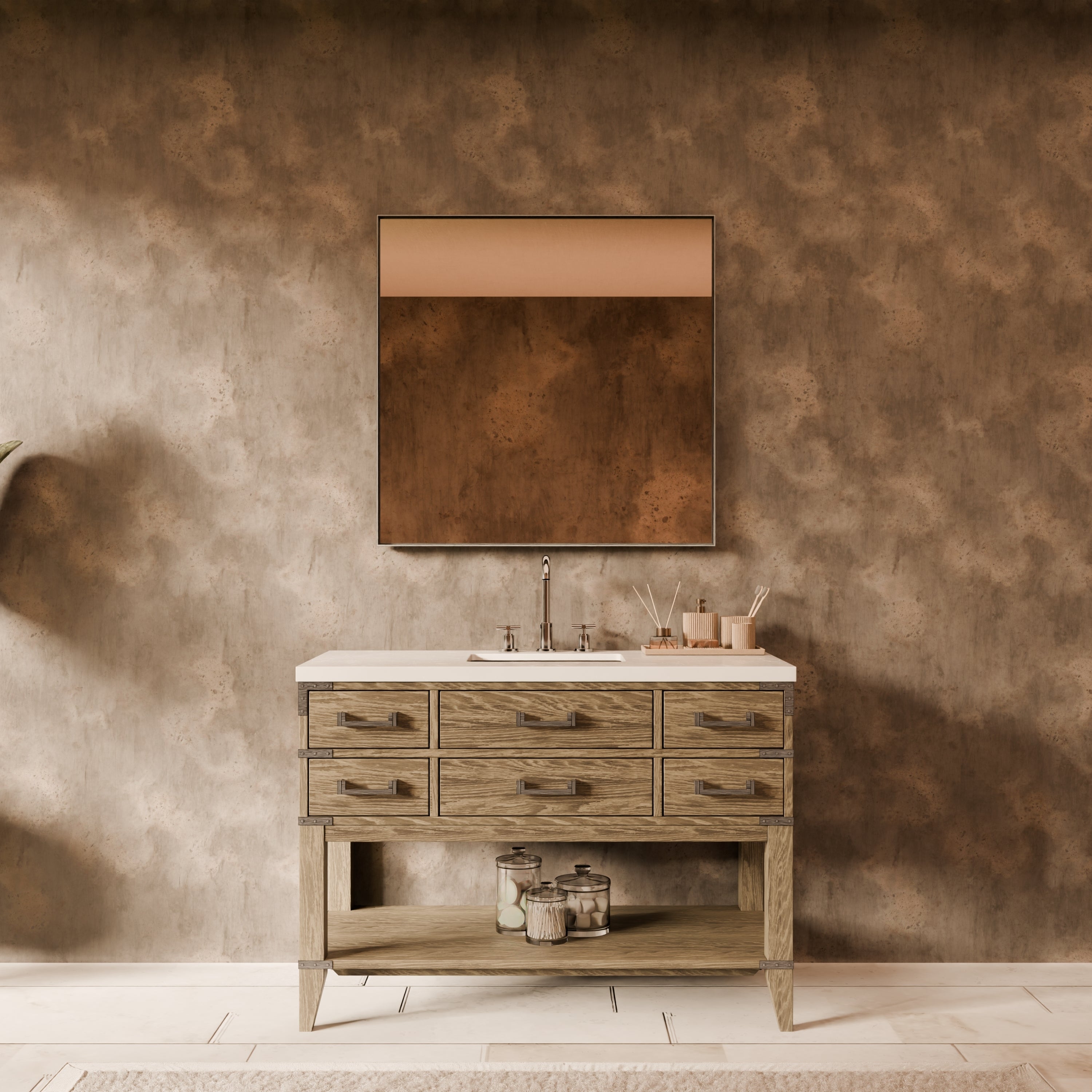 Grey Oak Single Bath Vanity 48 in. W x 22 in. D, with Cultured Marble Top