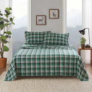 4 PCS Twin Sheet Set Green Plaid