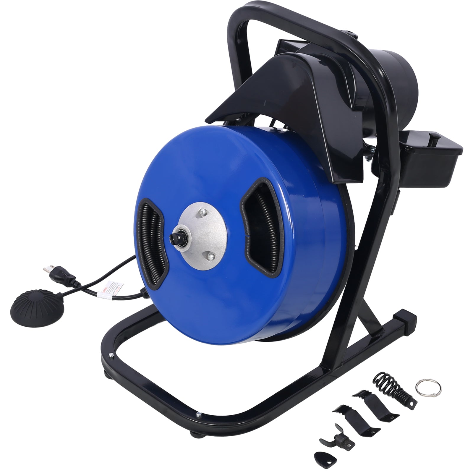 60FTx1/2Inch Drain Cleaner Machine Electric Drain Auger with 4 Cutter & Foot Switch Drain Cleaner Machine Sewer Snake Drill Drain Auger Cleaner for 1' to 4' Pipes