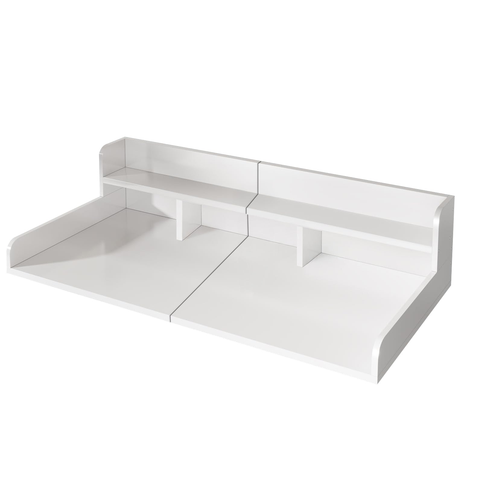 54 x 27.5 in Washer Dryer Countertop Organizer, Double Layer Wooden Laundry Shelf Topper with Edge for Storage, White