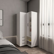 Toulouse Corner Armoire With Double Doors And Interior Shelves, Space-Saving Wardrobe, White