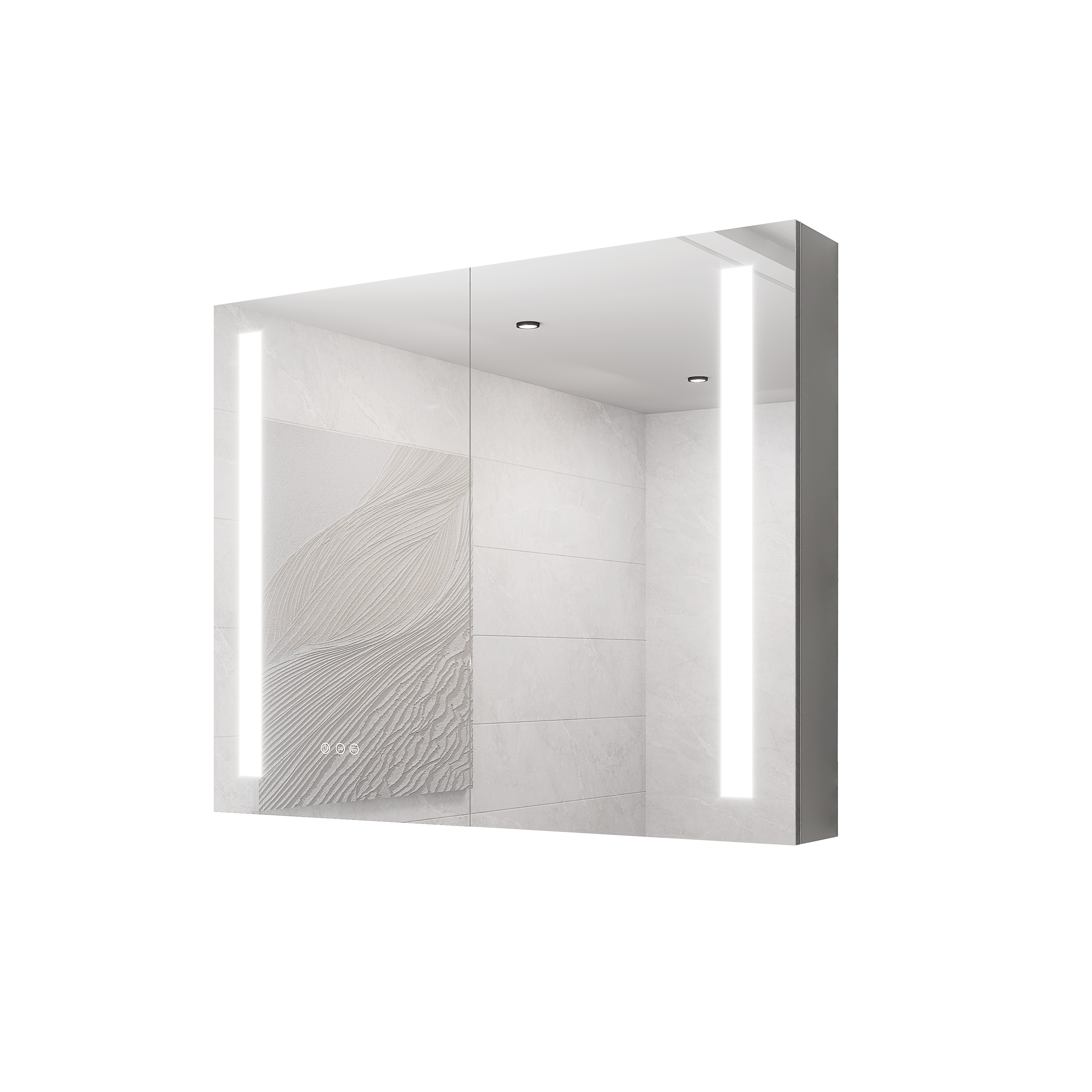 Aluminum LED Vanity Mirror Medicine Cabinet with Anti-Fog, Dimmable, 36x30 Inch, Silver