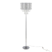 Droplets 60' Contemporary Metal Floor Lamp in Polished Chrome and Clear K9 Crystal Accents from Grandview Gallery by LumiSource