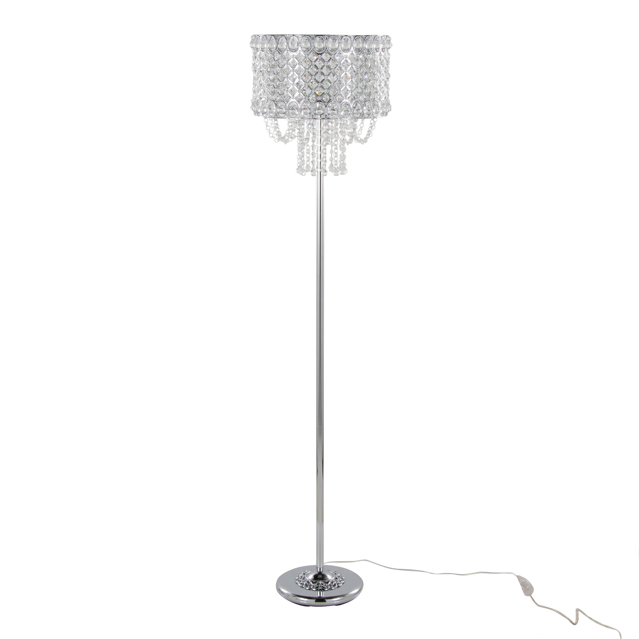 Droplets 60' Contemporary Metal Floor Lamp in Polished Chrome and Clear K9 Crystal Accents from Grandview Gallery by LumiSource