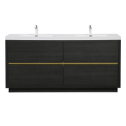 BATHIN 72' Freestanding Bathroom Vanity with Sink, Bathroom Storage Vanity Cabinet with Stone Resin Countertop and Soft Close Drawers, Espresso Wood 24V14-72EW