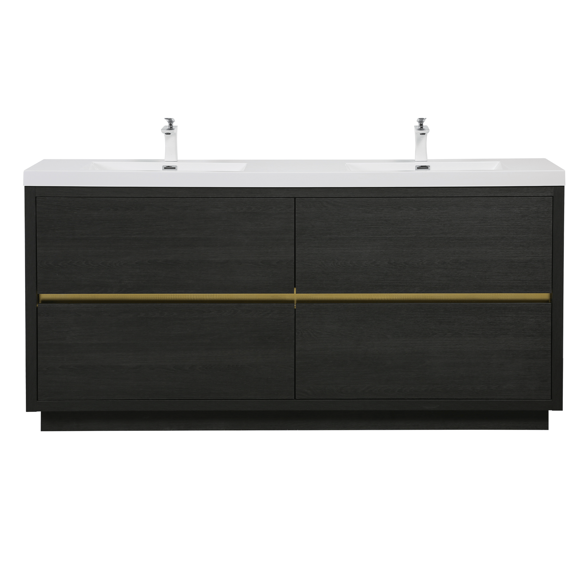 BATHIN 72' Freestanding Bathroom Vanity with Sink, Bathroom Storage Vanity Cabinet with Stone Resin Countertop and Soft Close Drawers, Espresso Wood 24V14-72EW