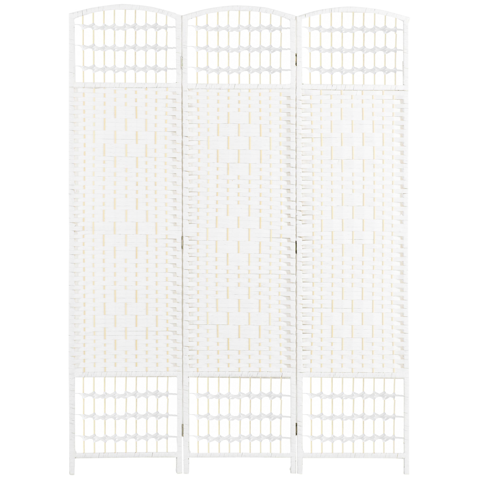 3 Panel Room Divider, Folding Privacy Screen, 5.6' Room Separator, Wave Fiber Freestanding Partition Wall Divider for Rooms, Home, Office, White