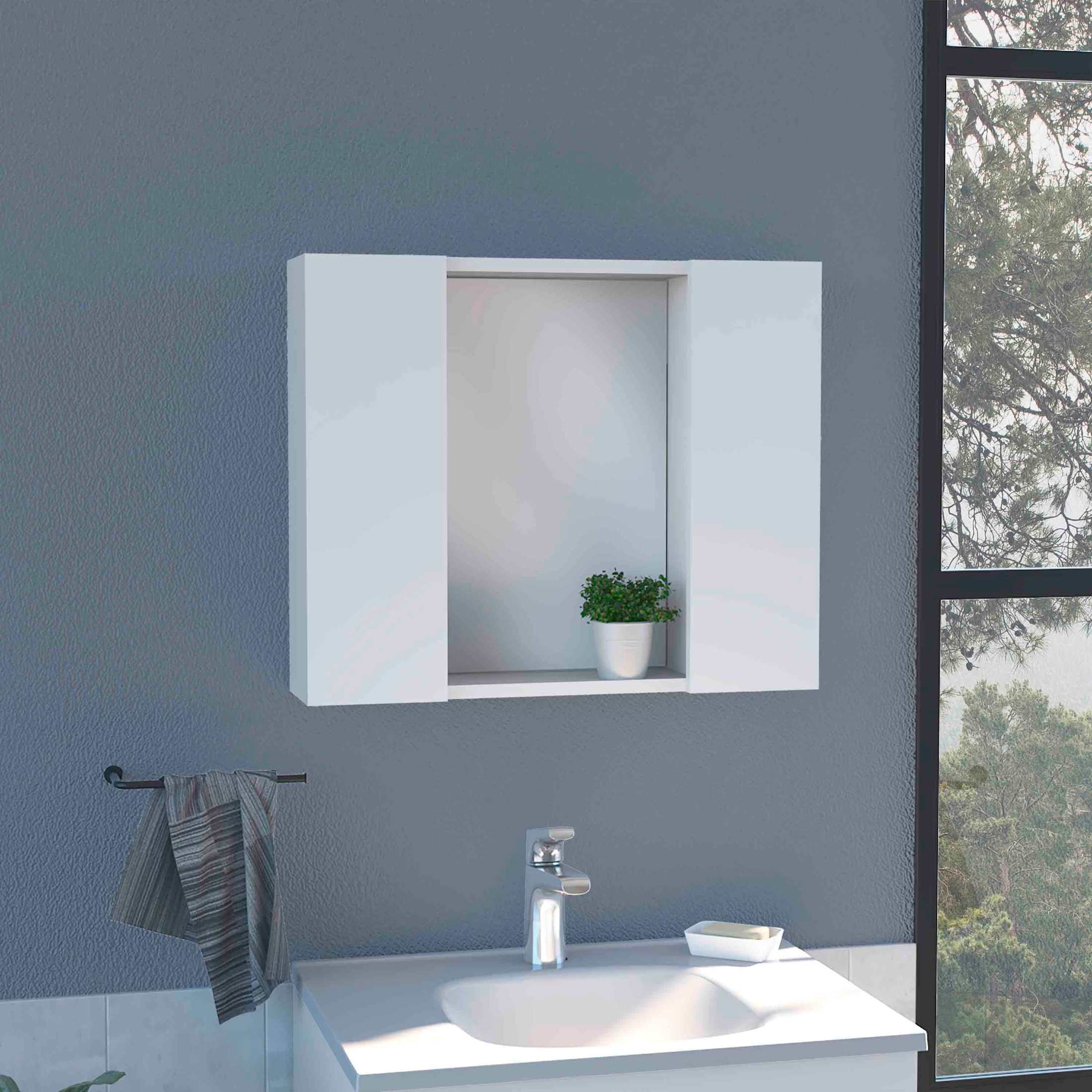 Artemisa Medicine Cabinet, Double Door, Mirror, One External Shelf  -White