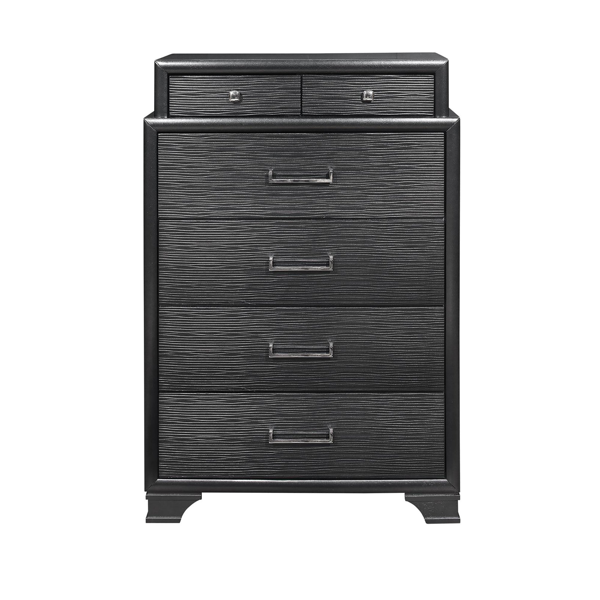 CIVIC Style Grey Chest with Felt-Lined Top Drawers in Solid Wood and MDF, 35.4 x 16.5 x 51.3 inches