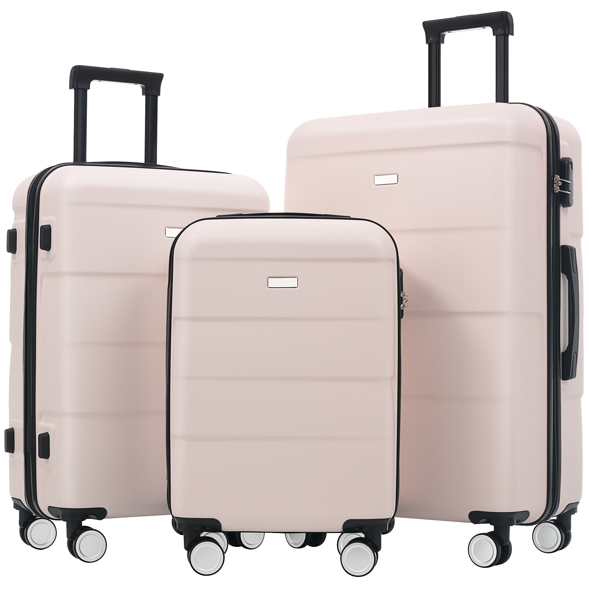 Hardshell Luggage Sets 3 Piece Double Spinner Wheels Suitcase with Handle Password Lock, Lightweight 20'+24'+28' Luggages