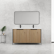 60' Freestanding Bathroom Vanity with Double Resin Sink & 4 Soft-Close Cabinet Doors (KD-Packing)-W999S00298