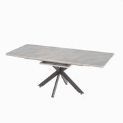 Elegant Extendable Dining Table Set with C-Shaped Tube Chairs, Grey, MDF & Metal, 62.4'-78.15'