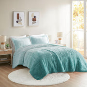 King/Cal King Ombre Shaggy Long Fur Comforter Mini Set