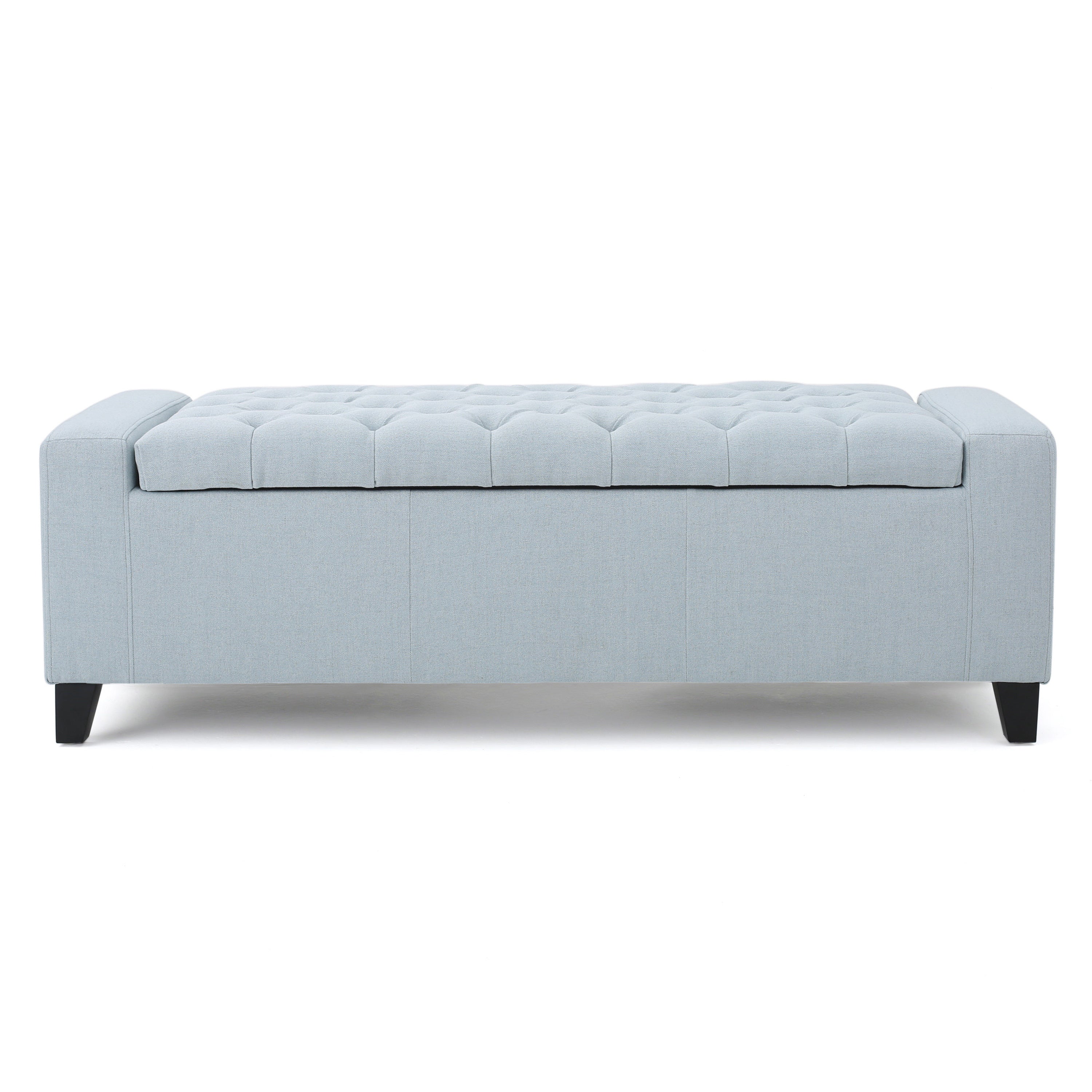 Stylish GUERNSEY Ottoman with Storage Function in Light Sky Fabric