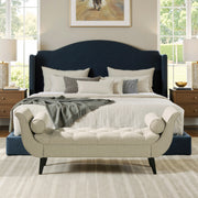 Alma Tufted Flared Arm Entryway Bench Taupe Polyester