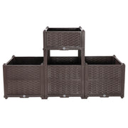 Indoor/Outdoor Rectangular Plastic Planting Box Kit for Vegetables, Herbs, Flowers & Succulents, Coffee, Polypropylene, 62.80 Inches