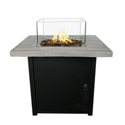Contemporary Fibre Reinforced Concrete Propane Fire Pit Table with Stainless Steel Burner in Black and Gray