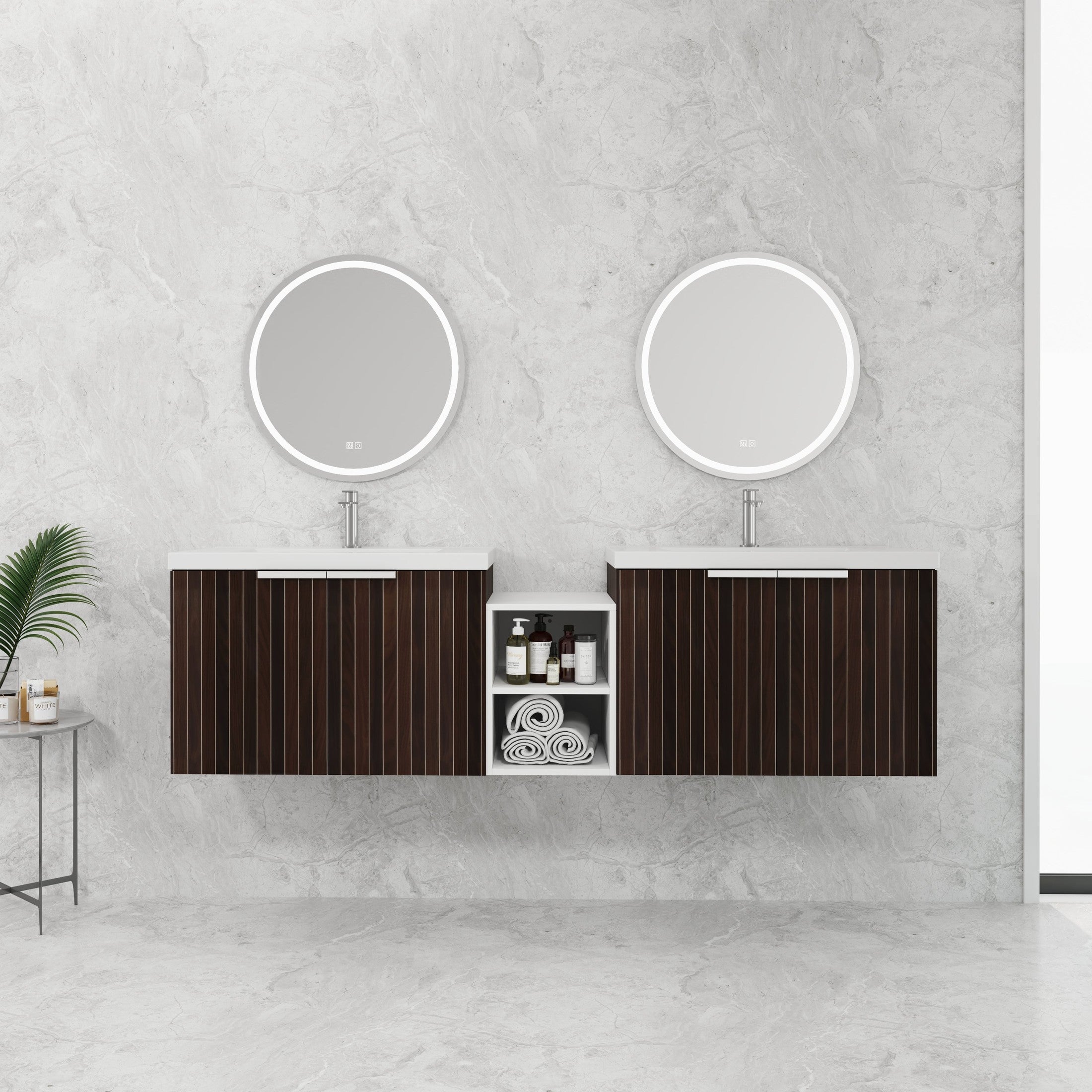72 Inch Soft Close Doors Bathroom Vanity With Sink, A Small Storage Shelves, 30' and 12' Combination Cabinet,(KD-Packing)