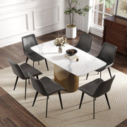 63 'Modern Artificial Stone Curved White Panel Bronze Iron Metal Legs-Can Accommodate 6-8 People.