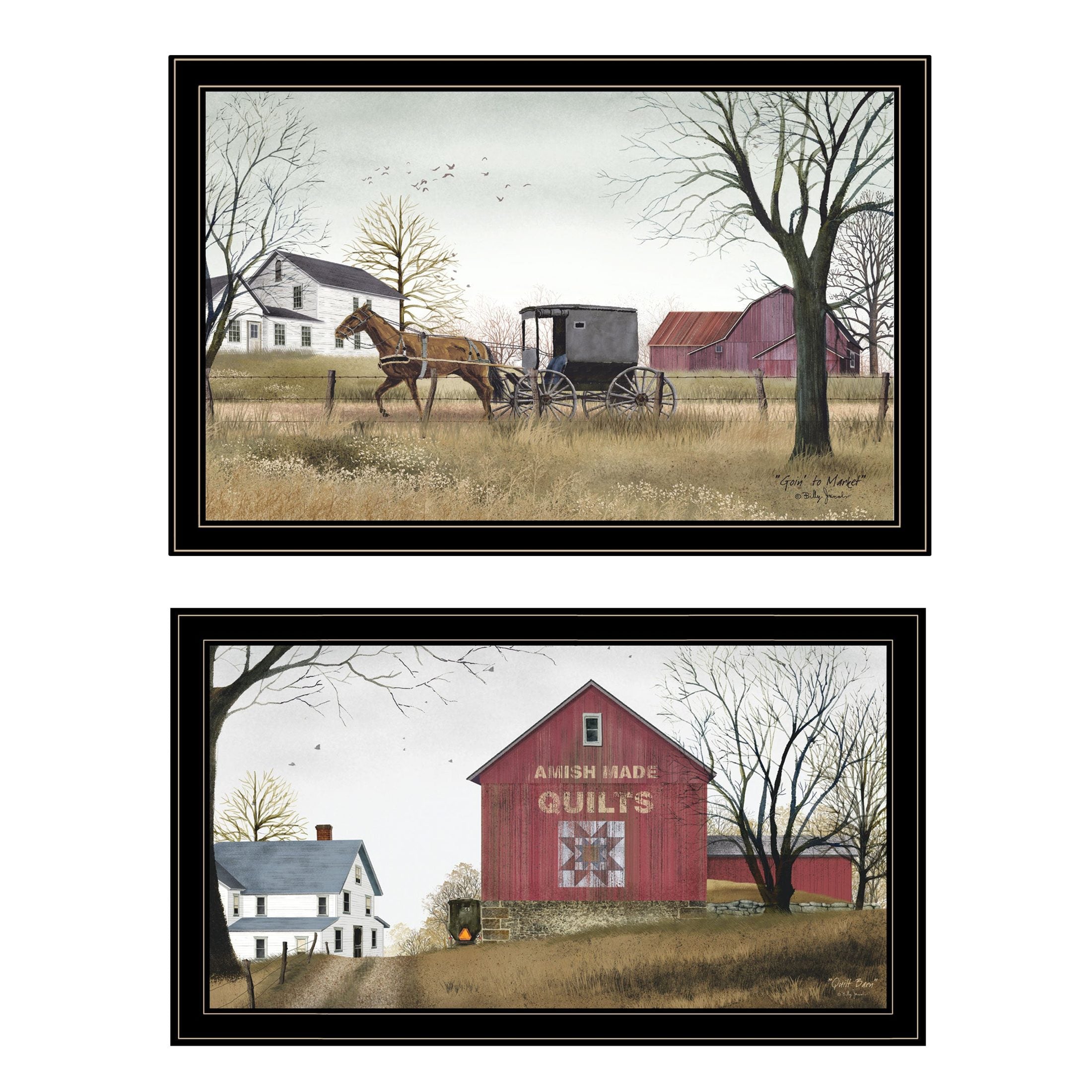 'Goin to Market ' 2-Piece Vignette by Billy Jacobs, Black Frame