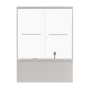 56'-60' W x 58' H Double Sliding Bathtub Shower Door, Semi-Frameless Bypass Tub Door, 1/4' (6mm) Tempered Glass with Explosion-Proof Film, Adjustable Aluminum Alloy Frame, Brushed Nickel 24D03-T60BNX