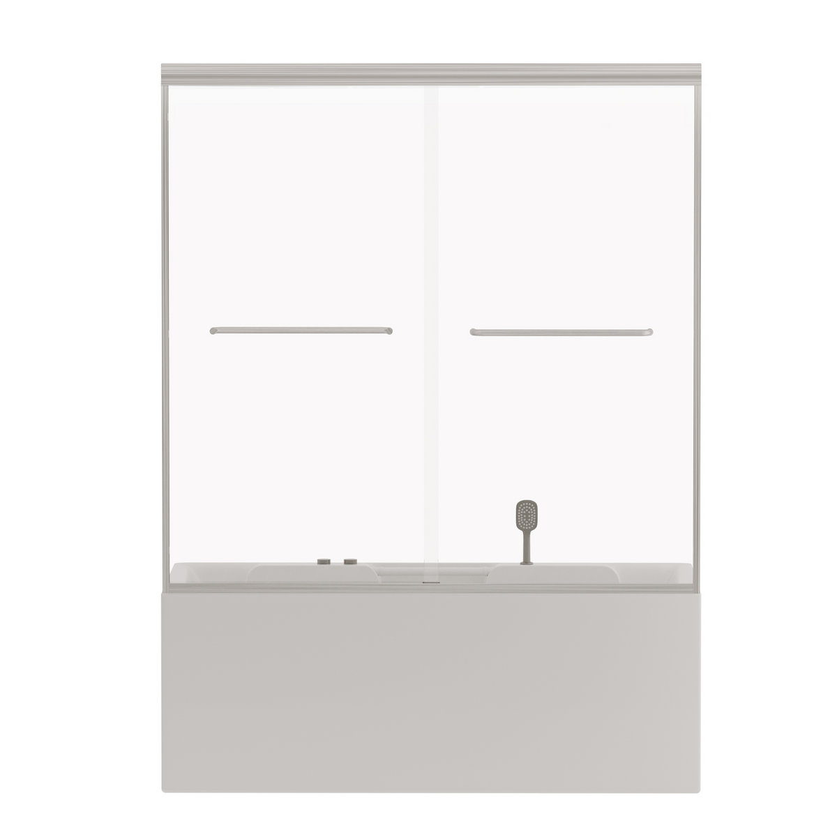 56'-60' W x 58' H Double Sliding Bathtub Shower Door, Semi-Frameless Bypass Tub Door, 1/4' (6mm) Tempered Glass with Explosion-Proof Film, Adjustable Aluminum Alloy Frame, Brushed Nickel 24D03-T60BNX