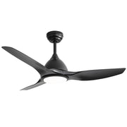 52 Inch Ceiling Fan with Light and 6-speed Remote Control 3 ABS Fan Blades Black for Bredoom Patio