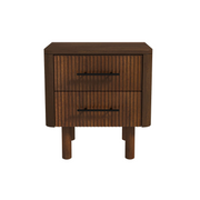 Logan Mid Century Modern Walnut Nightstand with 2 Drawers, Solid Wood, 24x 22x15 inches Drawers and Storage Shelf for Bedrooms, Small Spaces, Bedside Table