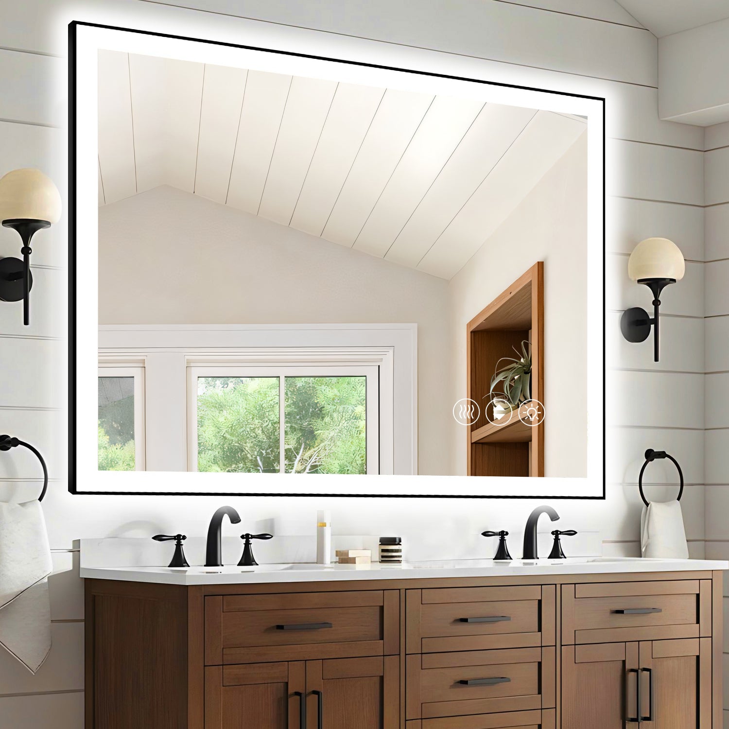 48x36 Inch Frameless LED Bathroom Mirror,Smart Mirror