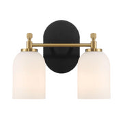 Vortex Traditional Style Two Lights Vanity Over Bathroom Mirror Wall Sconce with White Frosted Glass 12.25'W × 10.125'H × 5.5'E