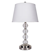28.5' Tall Metal Table Lamp with Satin Nickel finish and Orb design, Linen Shade