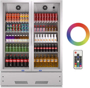 Commercial Display Refrigerator, Upright Swing Glass Door Merchandiser Fridge with LED Lightning, Reach-in Beverage Cooler for Shop Restaurant, ETL Approved, 17.1 Cu. Ft, Silver