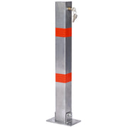 Q235 Steel Parking Bollard Pole Barrier with Lock, Gray, 27.6 Inches, Square Design