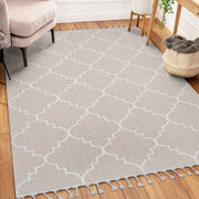 LOOM & LUXE Collection 8X10 Ivory /Trellis Indoor/Outdoor Area Rug