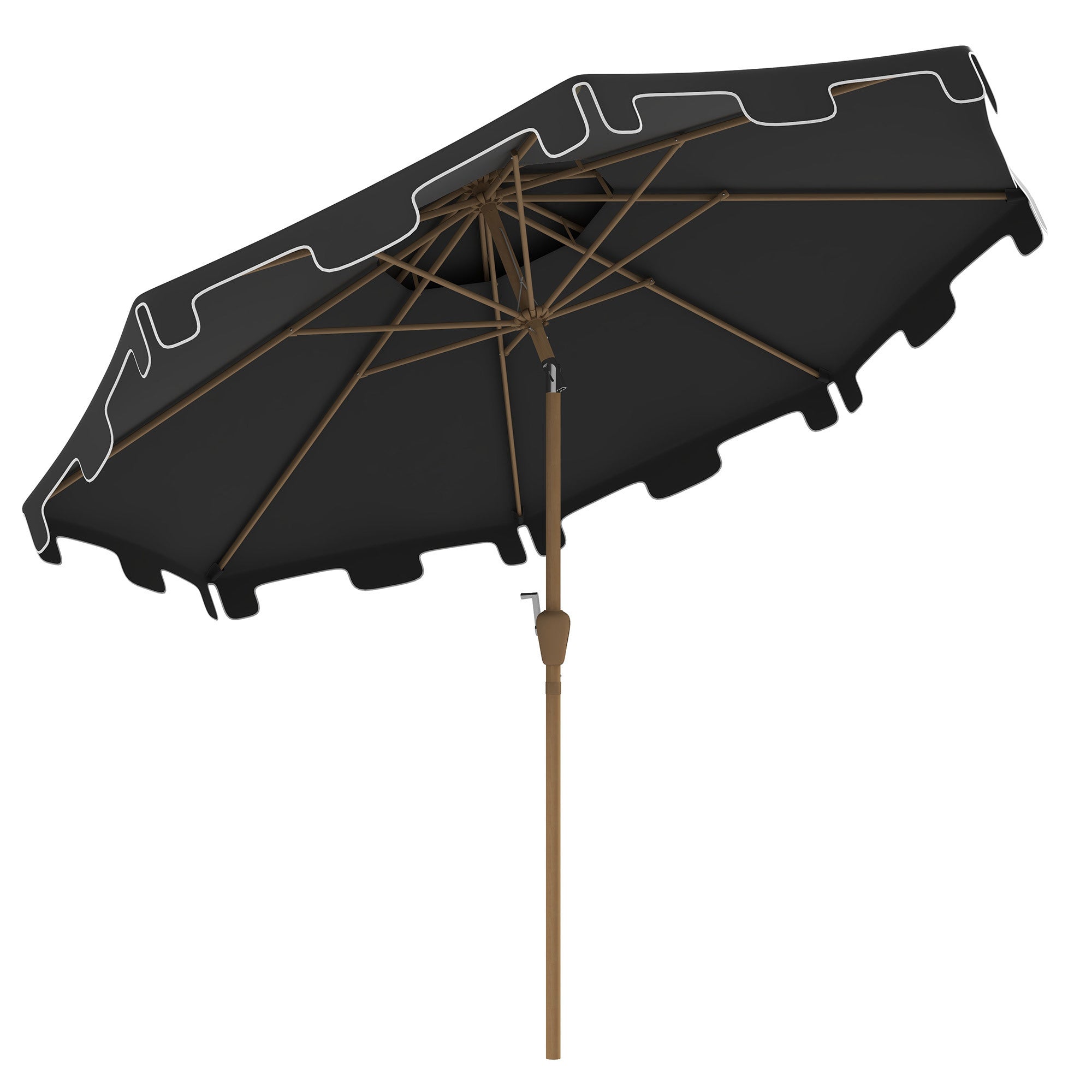 Outsunny 9' Patio Umbrella with Push Button Tilt and Crank, Double Top Ruffled Outdoor Market Table Umbrella with 8 Ribs, for Garden, Deck, Pool, Dark Gray