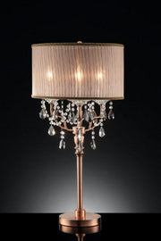 35' Tall Table Lamp 'Rosie' w/ Silvery Pink finish and Crystal Accents, Shade