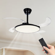Retractable Ceiling Fans with Lights,42 inch Ceiling Fan with Light and Remote Control,Flush Mount,DC Reversible,3CCT,Low Noise,White Ceiling Fan for Bedroom,Living Room,Kitchen,Indoor Use
