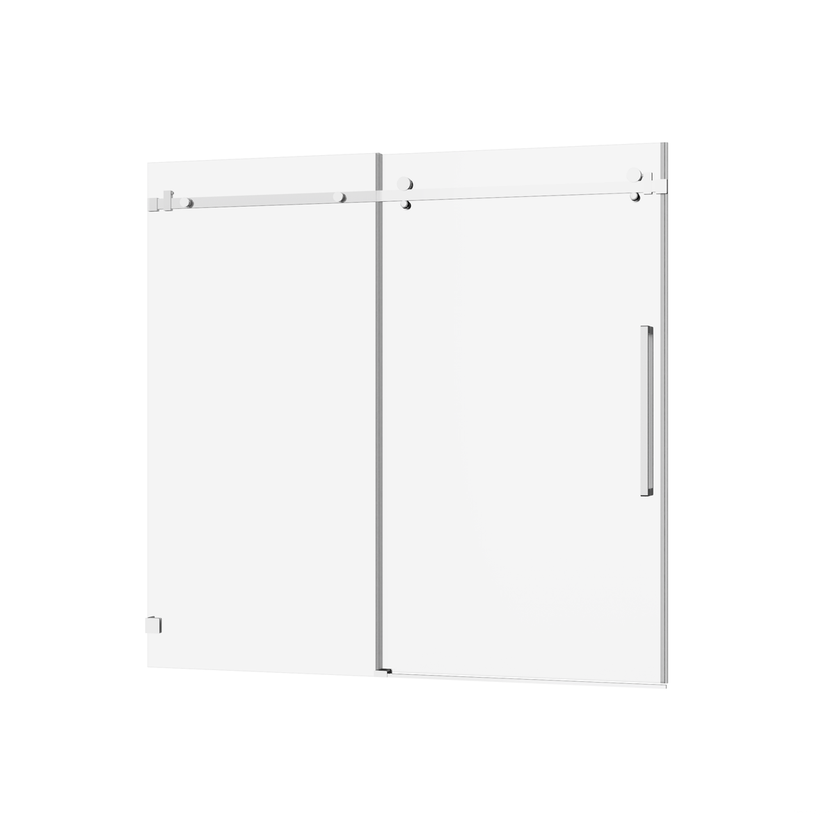 Goodyo Frameless Bathtub Door, Sleek Silent Sliding Glass Door, Chrome, Tempered Glass, 60' W x 58' H