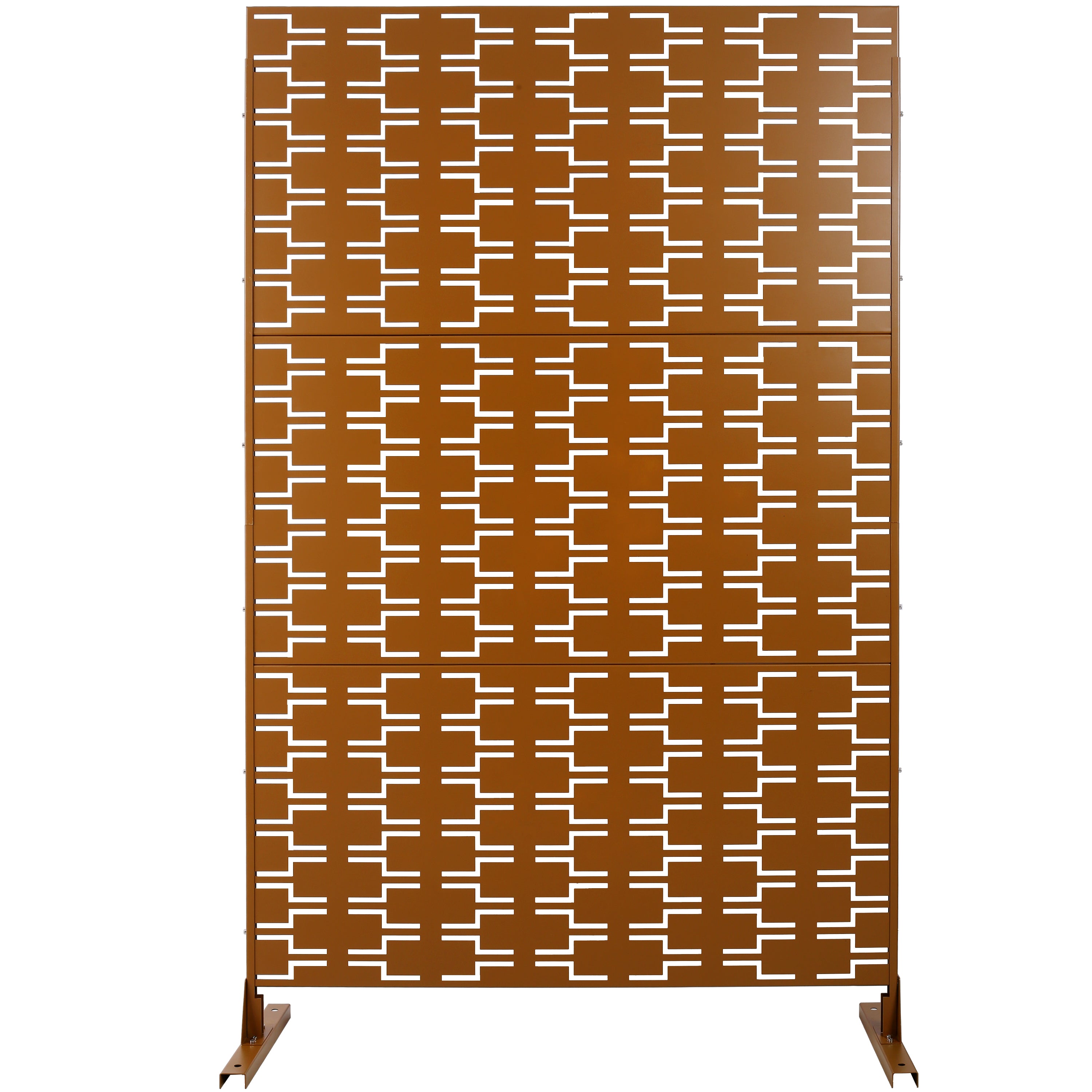 Outdoor & Indoor Privacy Screen Metal Privacy Screen 76' H×48' W, Freestanding Decorative Privacy Screen for Deck Balcony Patio, Privacy Fence Panels for Outside Lawn Garden PS112 BROWN