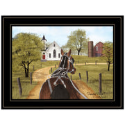 'Amish on Sunday Drive' By Billy Jacobs, Ready to Hang Framed Print, Black Frame