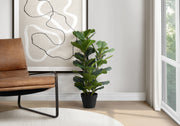 Artificial Plant, 32' Tall, Fiddle Tree, Indoor, Faux, Fake, Floor, Greenery, Potted, Real Touch, Decorative, Green Leaves, Black Pot