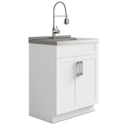 Hennessy - Deluxe 28' Laundry Cabinet with Faucet and Stainless Steel Sink - White