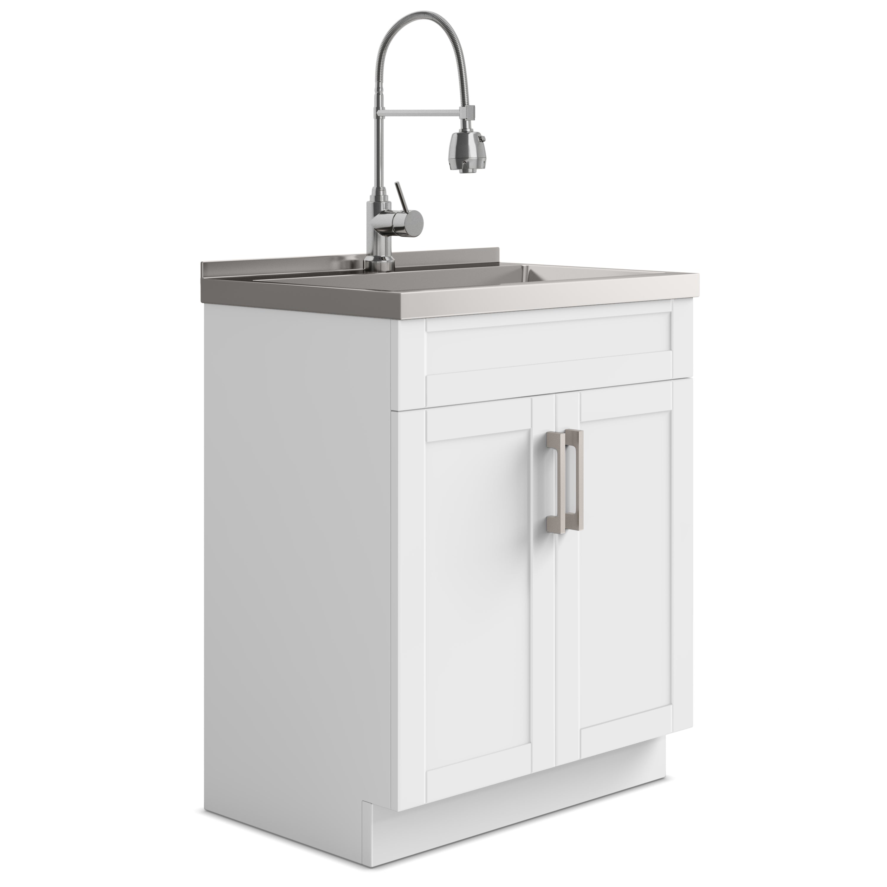 Hennessy - Deluxe 28' Laundry Cabinet with Faucet and Stainless Steel Sink - White