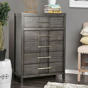 Transitional Style 1pc Chest English Dovetail Five Drawers Ball Bearing Glide Top Felt-Lined Drawer Gray Finish